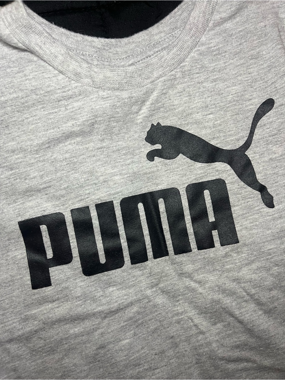 Puma Light Gray Pet Tee with Black Puma Logo